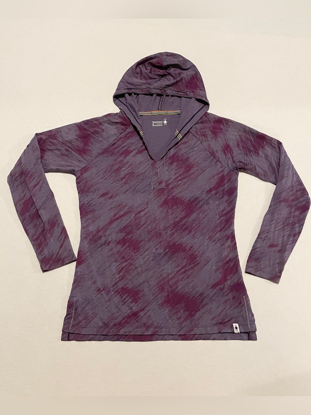 Smartwool Merino Wool Abstract Print Pullover Hoodie Purple Women M